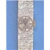 A ladys 9ct white gold Accurist wrist watch with integral textured bracelet....
