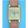 A gentlemans 18ct gold Pierce wrist watch with square case and silvered dial....
