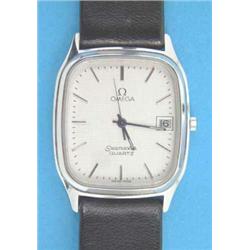 A gentlemans steel Omega Seamaster wrist watch with quartz movement and date aperture....