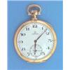 An 18ct gold Omega keyless dress watch with enamelled dial with subsidiary seconds....
