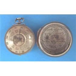 A George II silver pair-cased pocket watch with verge movement and silvered dial, signed Jos. Gre...