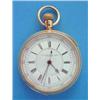 Image 1 : An 18ct gold pocket watch, with enamelled Roman dial, Makers J T Barry & Sons, Cardiff....