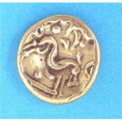 A gold Celtic Gallo-Belgic issue stater (Ambiani) c.57-45 BC disjointed curved horse, pellet belo...