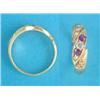 Image 1 : A late Victorian 18ct gold 5-stone ruby and diamond crossover ring, with scroll carved bezel....