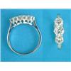 Image 1 : An 18ct white gold 3-stone diamond ring, the shoulders set small diamonds, total weight approxima...