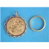 Image 1 : An Edward VII sovereign, in 9ct gold pendant mount and a 22ct gold wedding ring...