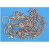 Image 1 : Three 9ct gold fancy link necklets, and 3 gold brooches set pearls and turquoises...