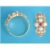 Image 1 : A Victorian design gold ring, set split pearls, rubies and small diamonds, stamped 15ct...