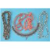 Image 1 : Five various necklaces, including branch coral, tigers eye and cloisonné beads...