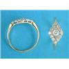 Image 1 : A gold diamond set lozenge shape cluster ring...