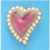Image 1 : A gold and seed pearl heart shaped brooch, (lacks pin)...
