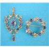 Image 1 : An Edwardian 9ct gold shield shape openwork pendant, set amethysts and seed pearls and a similar...
