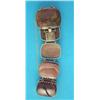 Image 1 : A gold and specimen agate flexible bracelet, designed as 8 claw-set rounded rectangular plaques...