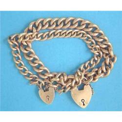 Two 9ct gold curblink bracelets, with padlock clasps, 27.5ins...