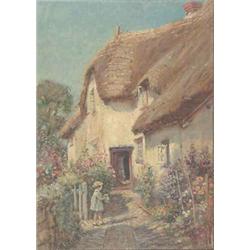 Frank Moss Bennett (1874-1953) oil on board, "Blacksmith's Cottage, Ashton, Devon", Signed, 14 x...