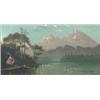 Image 1 : Canadian School oil on canvas, Landscape with canoe and bivouak, 14 x 27 ins....
