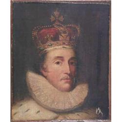 19th Century Continental School pair of oils on canvas, Portraits of a King and Queen, 10.5 x 8.7...