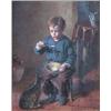Image 1 : William Hemsley (1819-1906) oil on wooden panel, "Porridge", Signed, 6.5 x 5.25 ins....