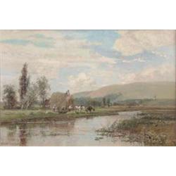 Alfred Bennett (19th C.) oil on canvas, On the Ouse, Near Lewes, signed and dated Nr. Lewes '90,...