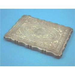 A Victorian silver card case with engraved foliate decoration, Maker George Unite, Birmingham 187...