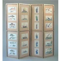 Chinese School 48 gouaches on pith paper, Studies of birds, figures, fishes and junks, 7 x 11 ins...