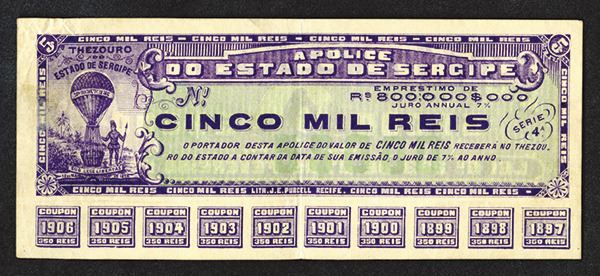 Estado de Sergipe. 1897 Emergency Scrip Issue. - Archives International ...
