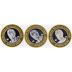 Lot of (3) Riverside Resort Laughlin $10 Casino Gaming Token .999 Fine Silver Li