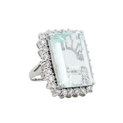 14KT White Gold 30.70ct Aquamarine and Diamond Ring