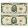 Image 1 : 1963 $5 Red Seal Note Lot of 2