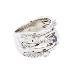 14KT White Gold 0.18ct Blue Sapphire and Diamond Ring