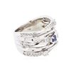 Image 1 : 14KT White Gold 0.18ct Blue Sapphire and Diamond Ring