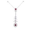 Image 1 : 18KT White Gold 0.54ctw Ruby and Diamond Necklace
