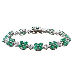 14KT White Gold 7.42ct Emerald and Diamond Bracelet