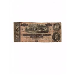 1864 $10 Confederate States of America Bank Note