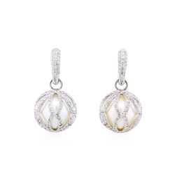 18KT White Gold 12.00mm Pearl and Diamond Earrings