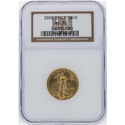 2003 $10 American Eagle Gold Coin NGC Graded MS70