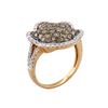 Image 3 : 14KT Rose Gold 1.69ctw Brown and White Diamond Ring