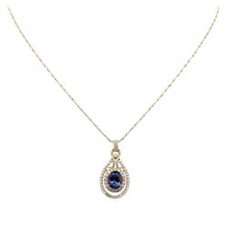 14KT White Gold 4.53ct Tanzanite and Diamond Pendant With Chain