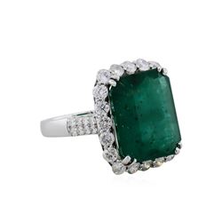 14KT White Gold 13.14ct Emerald and Diamond Ring