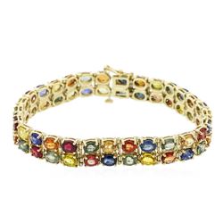 14KT Yellow Gold 26.50ctw Multi Color Sapphire Bracelet