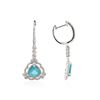 Image 2 : 14KT White Gold 2.12ctw Apatite and Diamond Dangle Earrings