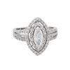 Image 2 : 14KT White Gold 1.45ctw Marquise Diamond Engagement Ring