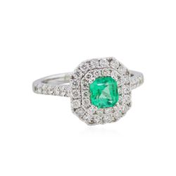 14KT White Gold 0.62ctw Emerald and Diamond Ring