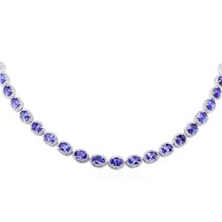 14KT White Gold 28.24ctw Tanzanite and Diamond Necklace