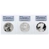Image 1 : 3 Coin Set 2006 Silver Eagle 20th Anniversary NGC Graded Coins