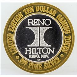 Hilton Reno $10 Casino Gaming Token .999 Fine Silver Limited Edition