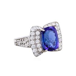 14KT White Gold 6.95ct Tanzanite and Diamond Ring