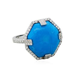 14KT White Gold 0.47ctw Diamond and Turquoise Ring