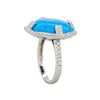 Image 4 : 14KT White Gold 0.47ctw Diamond and Turquoise Ring