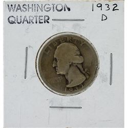 1932-D Washington Quarter Key Date Silver Coin